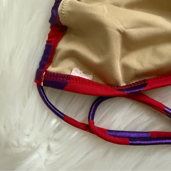 Y2K Victoria’s Secret Swim Red and Metallic Purple Polka Dot Bikini Top Medium - Picture 5 of 5